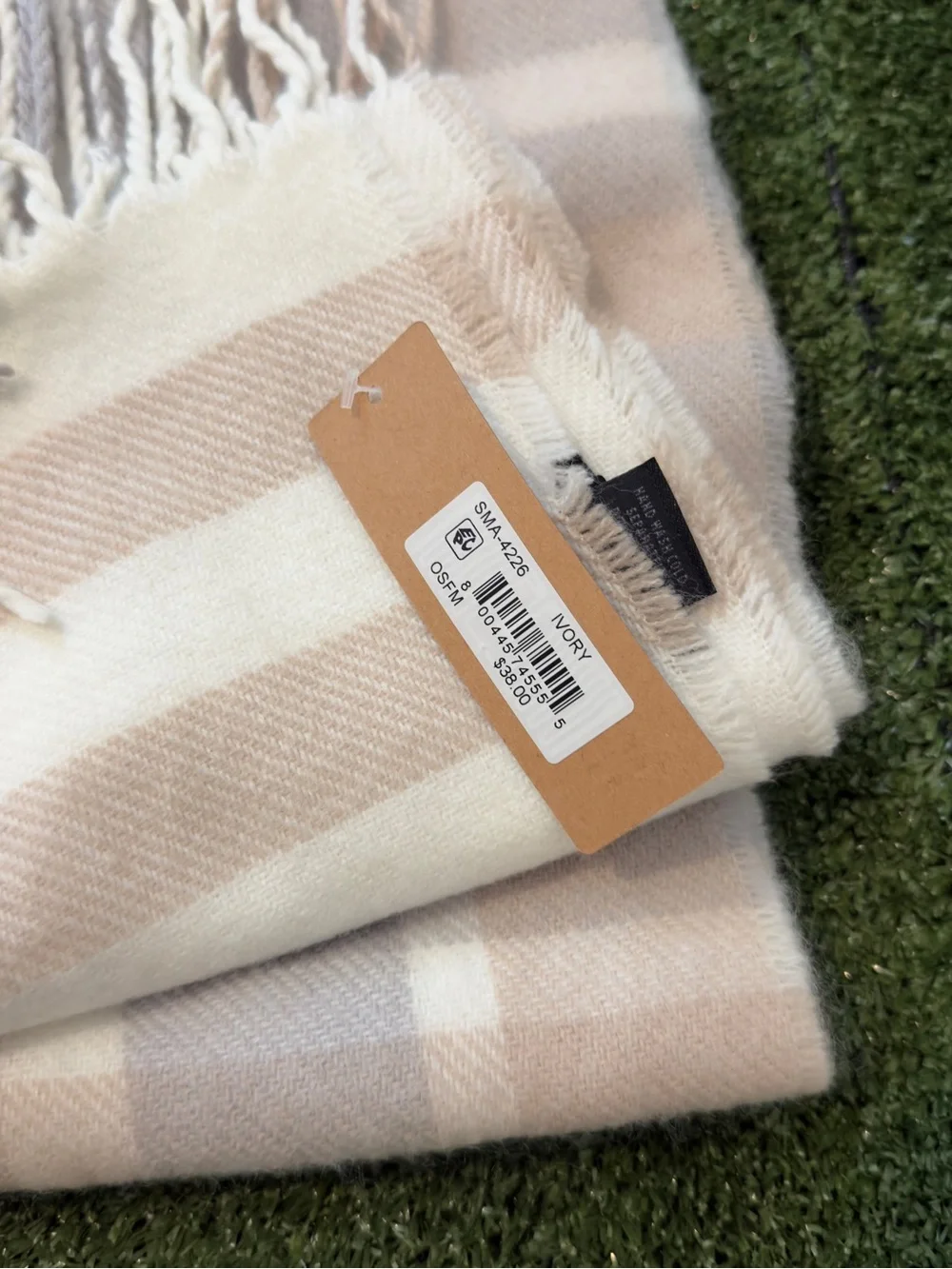 Steve Madden Beige Plaid Scarf